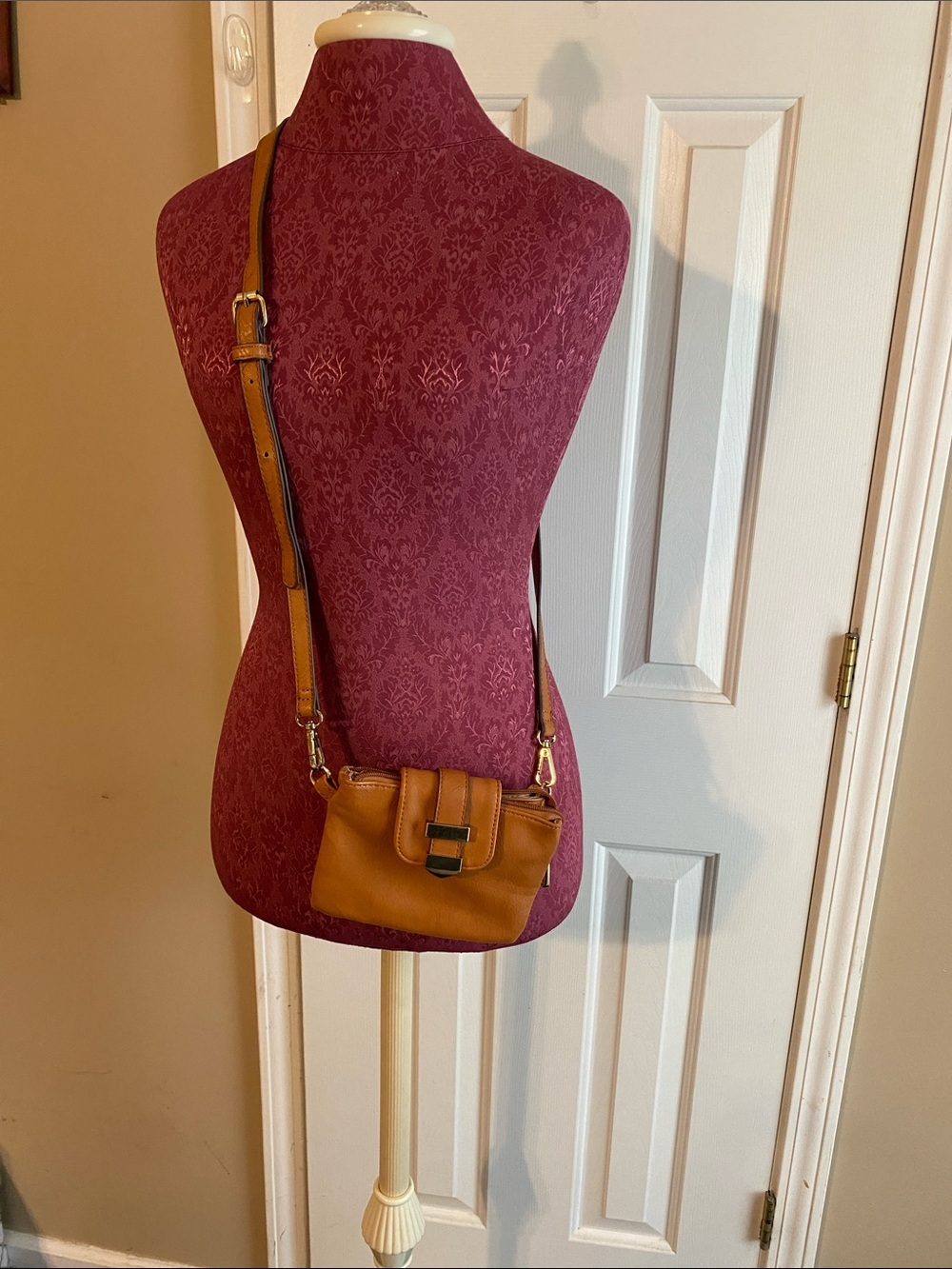 Charming Charlie Cross Body Purse Beige in color‎ Snap Closure with compartment